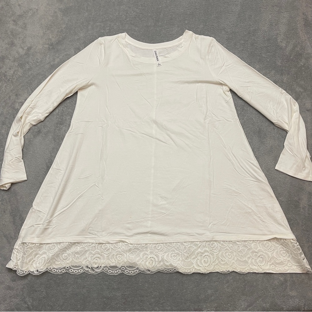 ZENANA Long Sleeve Tunic Knit Top Tee Round Neck Relaxed Size Large